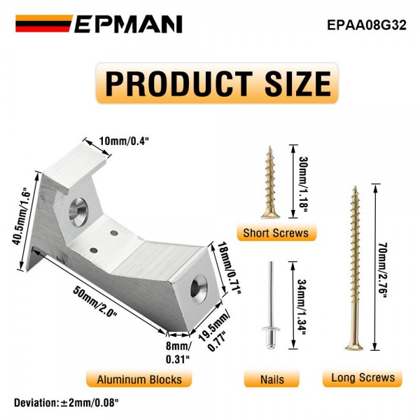 EPMAN Universal Mounting Kit For In-Frame Truck Boxes and House Floor EPAA08G32