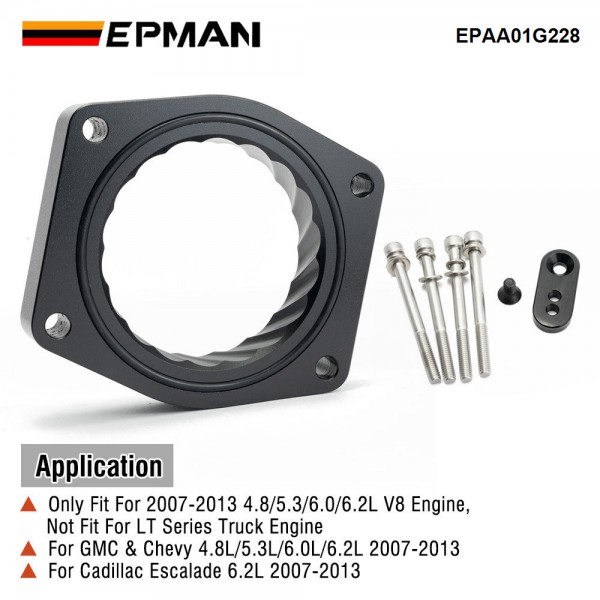 EPMAN Throttle Body Spacer Kit Aluminum For Chevy Silverado Sierra 1500 4.8/5.3/6.0/6.2L V8 Engine 2007-2012 Intake Manifold EPAA01G228