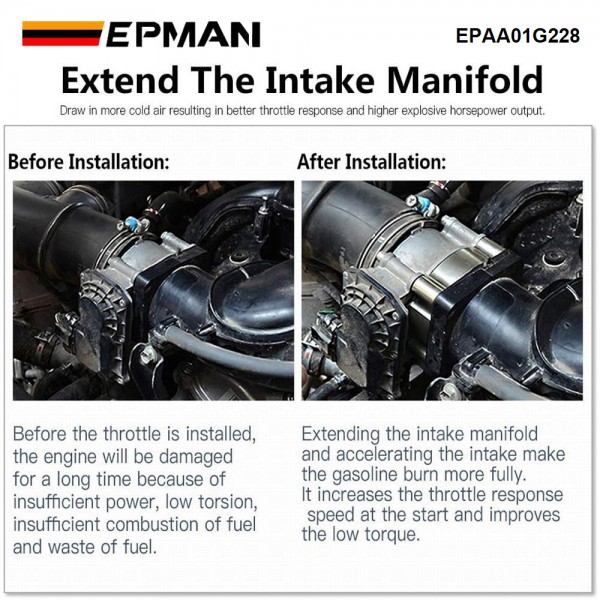 EPMAN Throttle Body Spacer Kit Aluminum For Chevy Silverado Sierra 1500 4.8/5.3/6.0/6.2L V8 Engine 2007-2012 Intake Manifold EPAA01G228