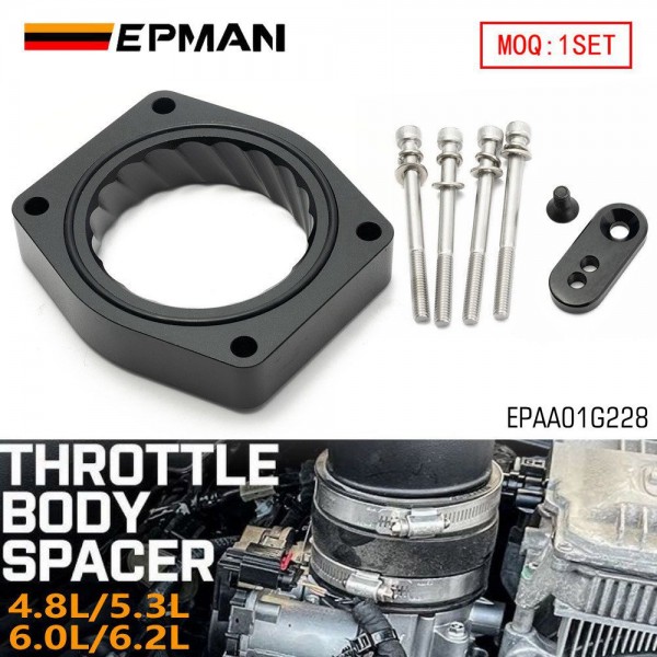 EPMAN Throttle Body Spacer Kit Aluminum For Chevy Silverado Sierra 1500 4.8/5.3/6.0/6.2L V8 Engine 2007-2012 Intake Manifold EPAA01G228