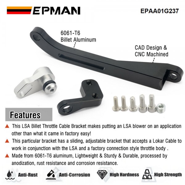 EPMAN Universal LSA Billet Throttle Cable Bracket For Lokar Throttle Cable EPAA01G237