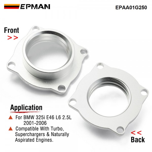 EPMAN Billet Aluminum Throttle Body Spacer Fit BMW 325i E46 L6 2.5L 2001-2006 Intake Manifold EPAA01G250