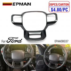 EPMAN 20SETS/CARTON Carbon Fiber Outlook Steering Wheel Interior Cover Trim Accessories For Ford F150 2021+ For 2023 F250 F350 Super Duty For Expedition 2022+ EPAA08G37-20T