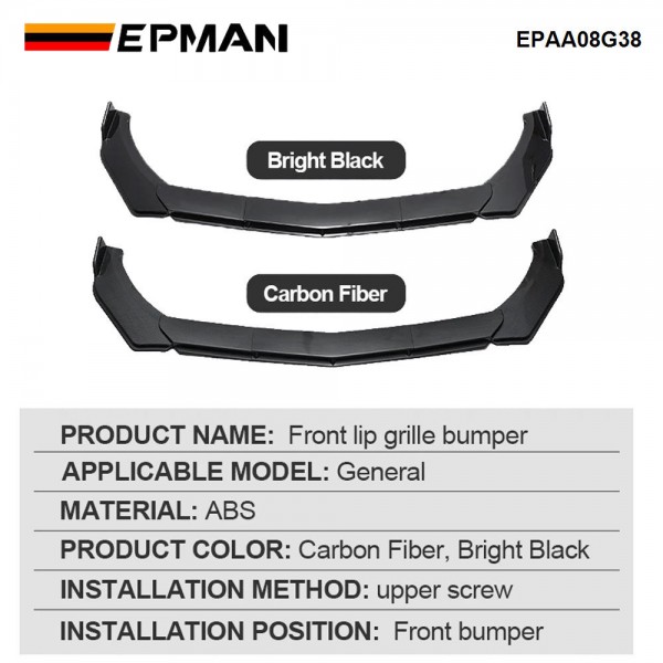 EPMAN 10SETS/CARTON 5PCS Car Universal Front Shovel Duck Lip Bumper Windproof Spoiler Accessories For Audi For Honda For VW EPAA08G38-10T