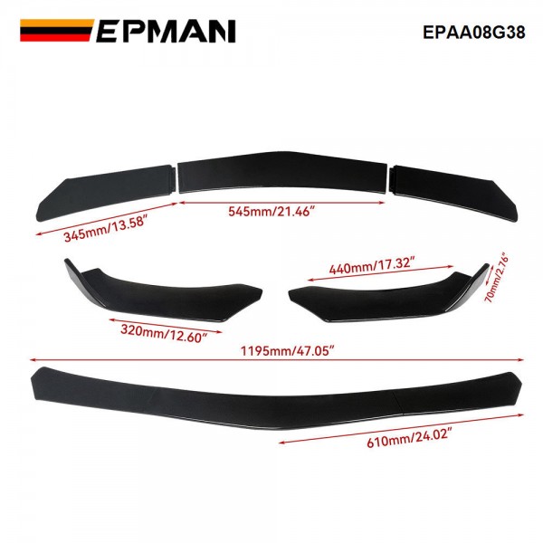 EPMAN 10SETS/CARTON 5PCS Car Universal Front Shovel Duck Lip Bumper Windproof Spoiler Accessories For Audi For Honda For VW EPAA08G38-10T