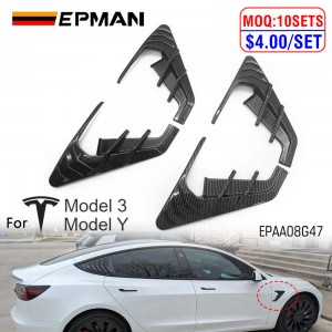 EPMAN Car Accessories For Tesla Model 3 Model Y Side Camera Flanks Covers Spoiler Decorative Protector Guards Dustproof Carbon Fiber EPAA08G47