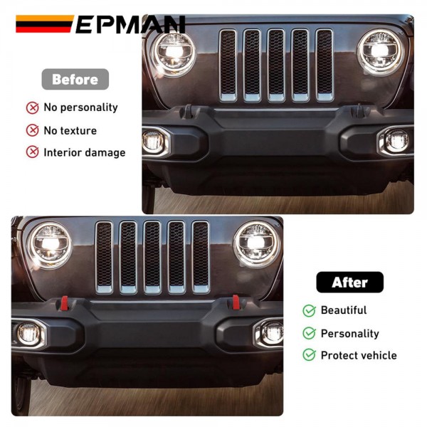 EPMAN 100SETS/CARTON Trailer Hook Protective Cover Tow Hook Covers For Jeep Wrangler JK JL JT 07-23 Front Bumper Trailer Hook Cover, Trailer Buffer Block EPAA08G49-100T