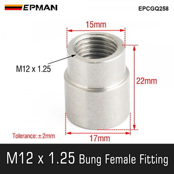 EPMAN Oxygen Sensor Recessed Weld Bung Mild Steel M12*1.25 Thread Fits All O2 Sensors Cars, Trucks, Motorcycles EPCGQ258