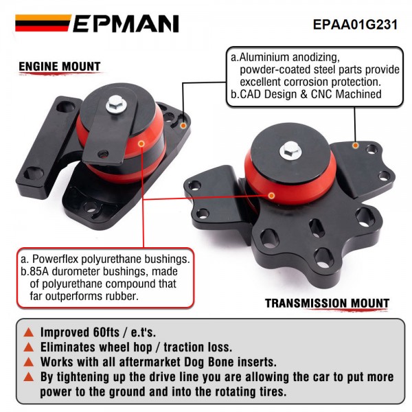 EPMAN Engine Motor Transmission Mount For VW MK6 MK5 Jetta Golf GTI R Passat Audi 2.0T EPAA01G231