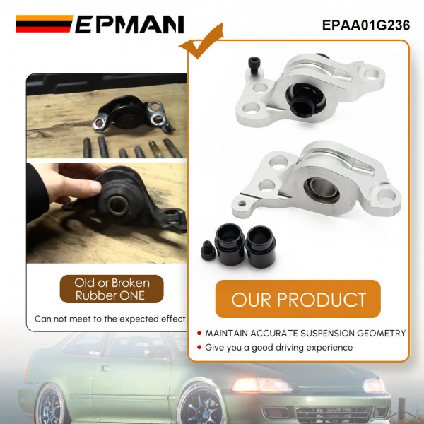 EPMAN Spherical Compliance Bracket Control Arm Repair Kit For 92-95 Honda EG Type Civic 1.6L 94-01 For Acura Integra 1.8L EPAA01G236