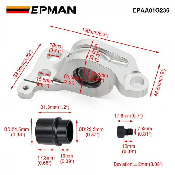 EPMAN Spherical Compliance Bracket Control Arm Repair Kit For 92-95 Honda EG Type Civic 1.6L 94-01 For Acura Integra 1.8L EPAA01G236