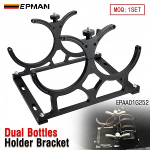 EPMAN Nitrous Oxide NOS Black Billet Aluminum Dual Bottles Holder Bracket EPAA01G252