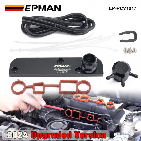 EPMAN 2024 Upgraded Version Billet PCV Adapter Set for Audi VW 2.0 TFSI EA113 ENGINE Boost Kit Cover EP-PCV1017