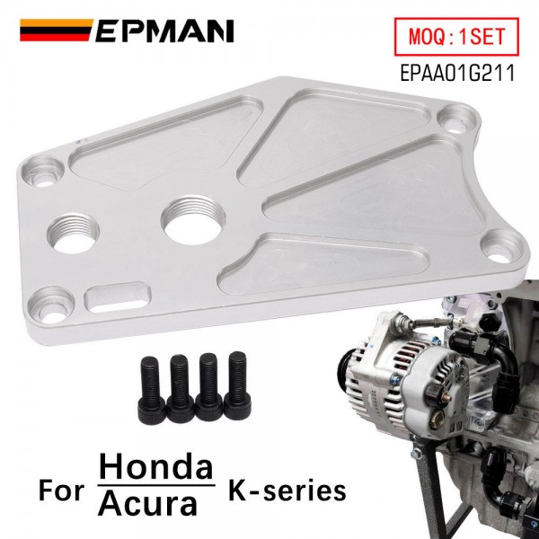 EPMAN Billet Aluminum K-series Water Pump Block Off Plate /-10 Breather Port For Honda Acura K20 K24 Engines EPAA01G211