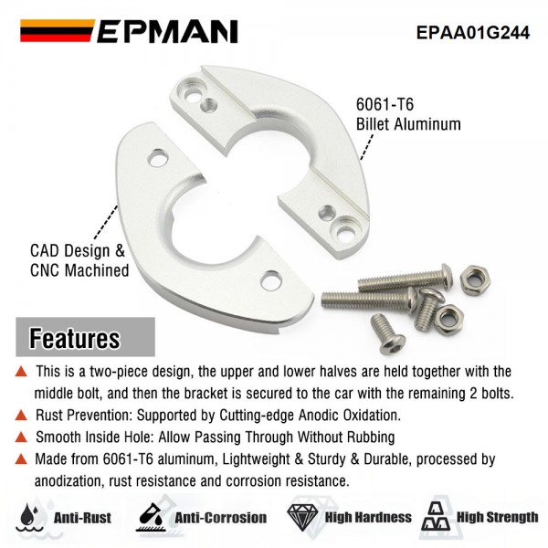 EPMAN 1.25" Aluminum Firewall Pass Through For Wiring Harness- Eliminates Grommet In Fire Wall EPAA01G244