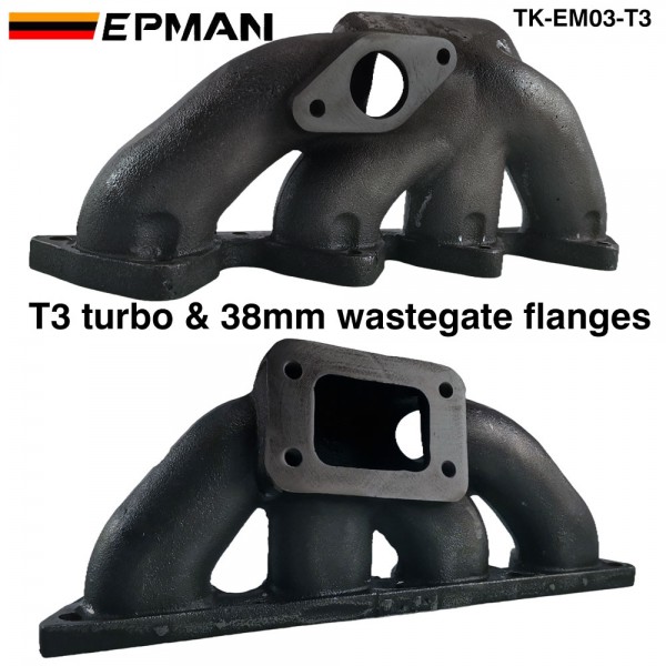 TANSKY Cast Iron Turbo Exhaust Manifold with T3 Turbo Flange & 38mm Wastegate Flange For Acura Integra Honda B16 B18 B-Series Civic 92-00 CRX TK-EM03-T3