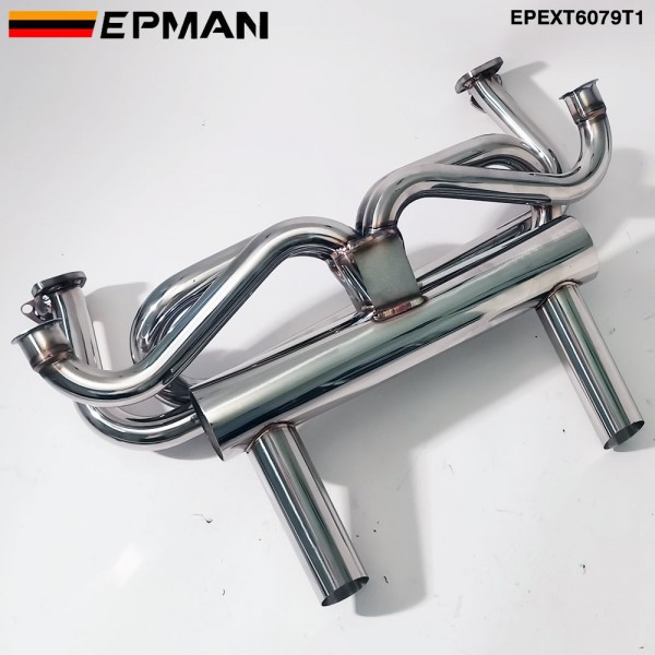 EPMAN Performance Header and Muffler Combination Pea Shooter Exhaust System For Select Volkswagen Type 1 Beetle Karmann Ghia EPEXT6079T1