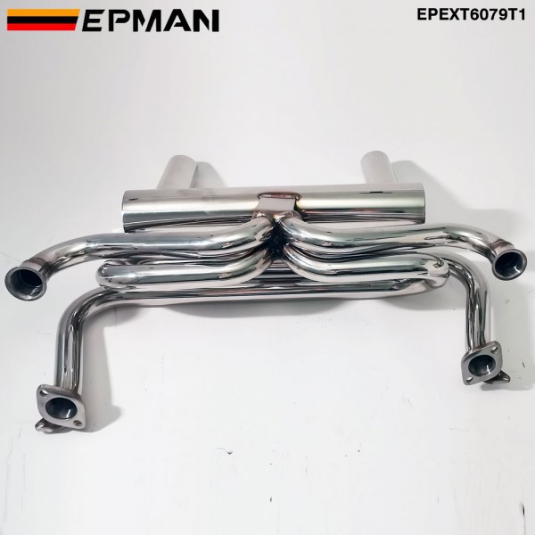 EPMAN Performance Header and Muffler Combination Pea Shooter Exhaust System For Select Volkswagen Type 1 Beetle Karmann Ghia EPEXT6079T1