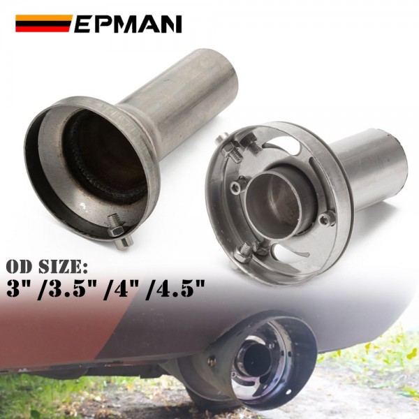 EPMAN Universal Exhaust Muffler Silencer Round Tip For 3" / 3.5" /4" / 4.5" Round Tip Muffler EP-XS