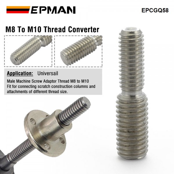 EPMAN Male Machine Screw Thread Adapter M8 To M10 304 Stainless Steel Reduction Threaded Bolts EPCGQ58