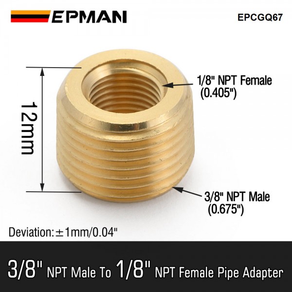EPMAN Brass Pipe Fitting 3/8" NPT Male to 1/8" NPT Female Reducer Face Bushing EPCGQ67