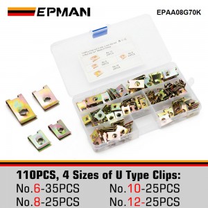 EPMAN 110PCS NO.6 NO.8 NO.10 NO.12 Screw and Nut Clip Set Interior Trim Fastener Clips For Vehicle EPAA08G70K