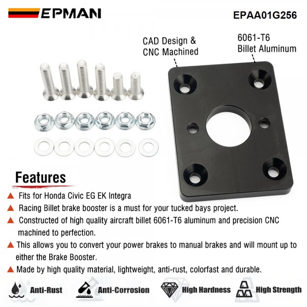 EPMAN Brake Booster Eliminator Delete Adapter Plate For Honda Civic Integra EPAA01G256