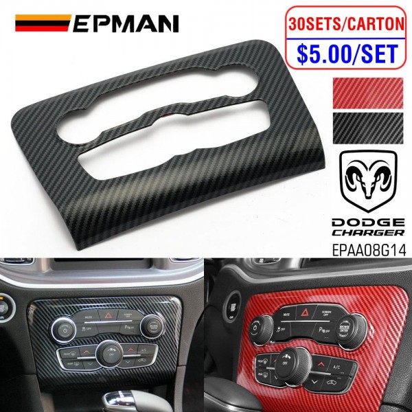 EPMAN 30SETS/CARTON Carbon Fiber Central Control Air Conditioning A/C Panel Cover Tirm For Dodge Charger 2015+ EPAA08G14-30T