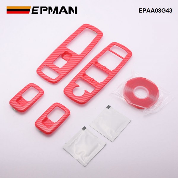 EPMAN 100SETS/CARTON Carbon Fiber Look Interior Window Lift Trim Switch Panel Cover Trim For Dodge Charger 2011+/ Chrysler 300 2015-2021 EPAA08G43-100T