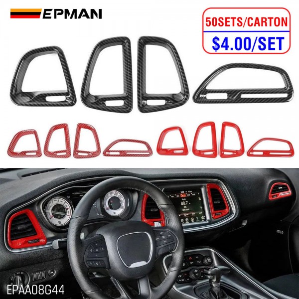 EPMAN 50SETS/CARTON 4PCS For Challenger Center Console Air Condition Outlet Vent Trim Accessories For Dodge Challenger 2015 up EPAA08G44-50T