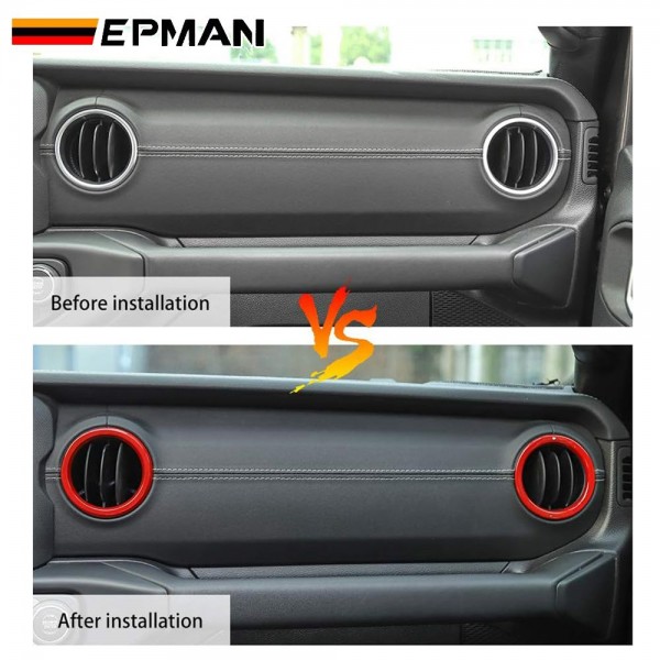 EPMAN 100SETS/CARTON 4PCS/SET ABS AC Vent Rings Center Console Dashboard Air Conditioning Outlet Cover Interior Trim Kit For 2018-2023 Jeep Wrangler JL JLU & Gladiator JT EPAA08G51-100T