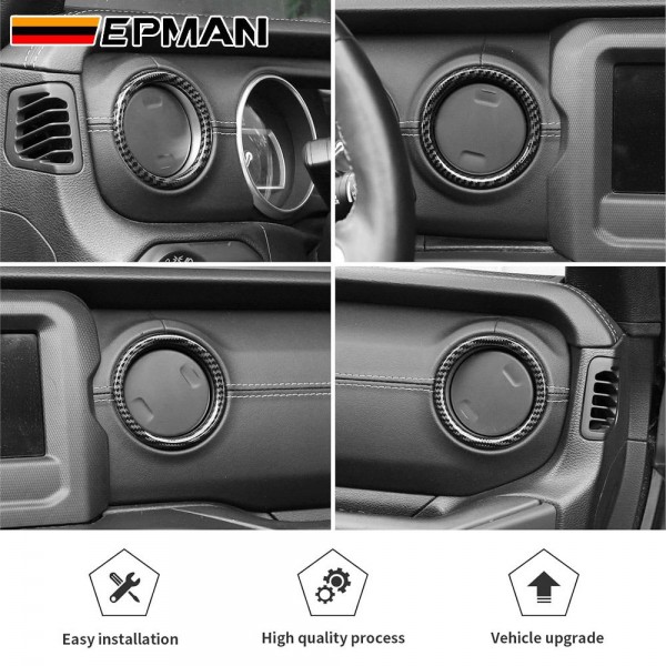 EPMAN 100SETS/CARTON 4PCS/SET ABS AC Vent Rings Center Console Dashboard Air Conditioning Outlet Cover Interior Trim Kit For 2018-2023 Jeep Wrangler JL JLU & Gladiator JT EPAA08G51-100T