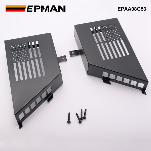 EPMAN 10SETS/CARTON ​2PCS/SET Black Aluminum Storage Tray Front Door Storage Pockets Organizer Boxs With US Flag Style For 2007-2018 Jeep Wrangler JK 2/4 Door EPAA08G53-10T