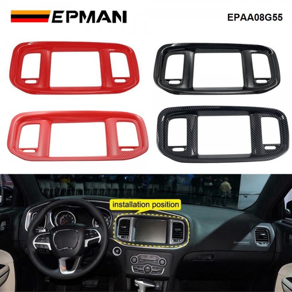 EPMAN 25SETS/CARTON Carbon Fiber Dashboard DVD Navigation Screen Frame Cover Trim For Dodge Charger 2015+ EPAA08G55-25T