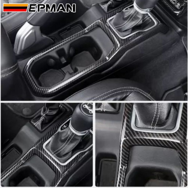 EPMAN 10SETS/CARTON Car Styling Gear Shift Panel Frame Cover Trim Decoration Red/Carbon Fiber Style For Jeep Wrangler JL 2018-2024 EPAA08G56-10T