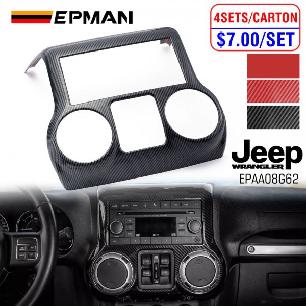 EPMAN 4SETS/CARTON Car Center Console Dashboard Control Panel Cover Trim For Jeep Wrangler JK 2011-2018 Inner Accessories EPAA08G62-4T