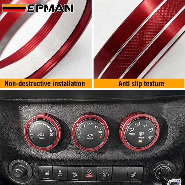 EPMAN 100SETS/CARTON 3PCS/SET Car Interior Air Conditioner Switch Knob Ring Cover Decoration Trim For Jeep Wrangler JK JKU For Liberty/Patriot/Compass/Challenger EPAA08G67-100T