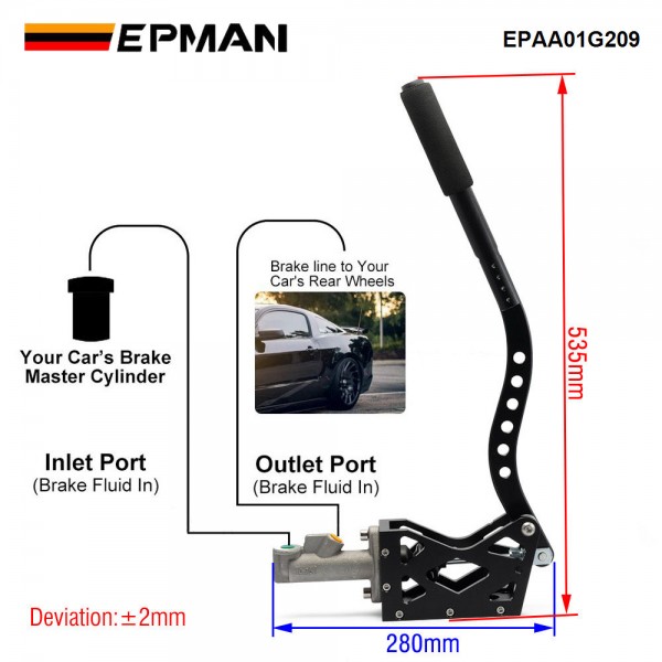 EPMAN Universally Drift Hydraulic Handbrake High-Strength CNC Aluminum Adjustable Travel Limit EPAA01G209