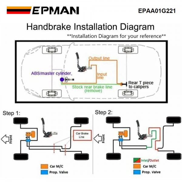 EPMAN Car Handbrake Racing Hydraulic Handbrake Long Level Gear Kit Black Red Silver Racing Car Aluminum Drift Hydro E-Brake EPAA01G221