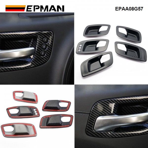 EPMAN 30SETS/CARTON 5PCS/SET Carbon Fiber Inner Door Handle Bowl Cover Trim For Dodge Charger 2011-2023/ Chrysler 300 2015-2023 EPAA08G57-30T