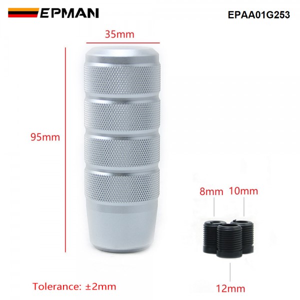 EPMAN Universal Gear Shift Knob 95mm Knurled Gear Shift Knob Manual Gear Shift Knob Non-Slip Aluminum EPAA01G253