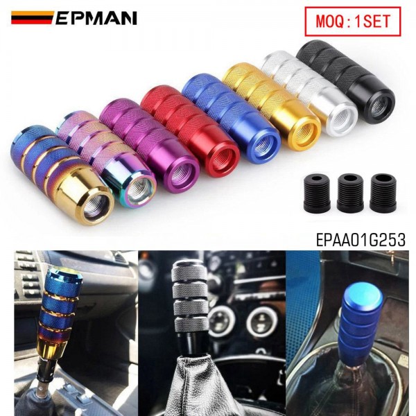 EPMAN Universal Gear Shift Knob 95mm Knurled Gear Shift Knob Manual Gear Shift Knob Non-Slip Aluminum EPAA01G253