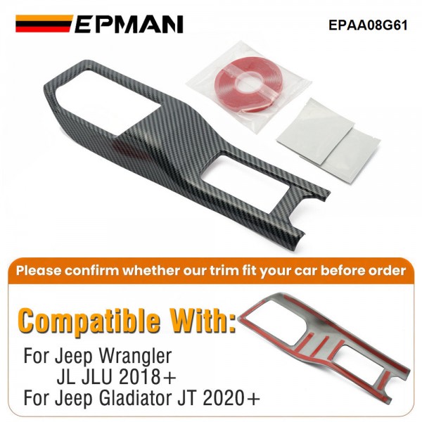 EPMAN 20SETS/CARTON Carbon Fiber 4WD Gear Shift Panel Trim Cover For Jeep Wrangler JL & JT 2018+ EPAA08G61-20T